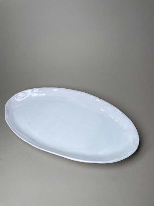 Glossy white oval plate